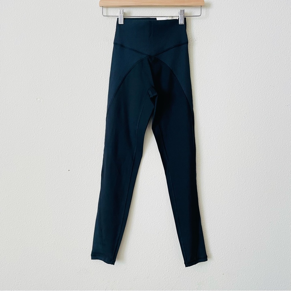 NWT Aerie SMALL Offline Goals black ribbed detail High Rise Leggings 7/8 length - Picture 3 of 10